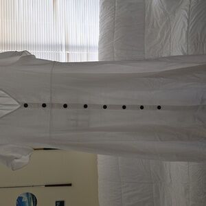 White Button-Front V-Neck Women’s Dress